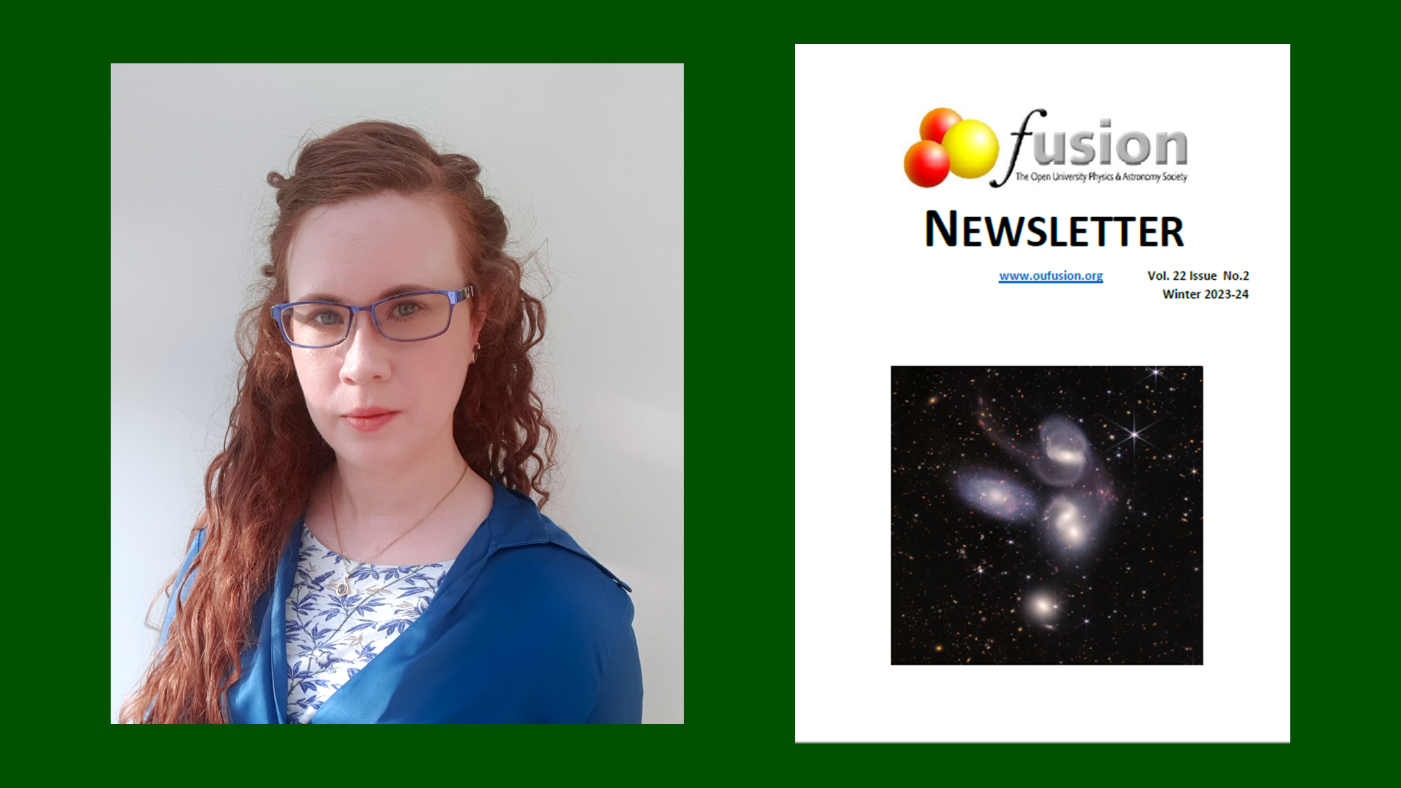 Dr Laura Pickard in The Open University Physics & Astronomy Society's Fusion Newsletter Vol. 22, Issue No. 2 Winter 2023-24